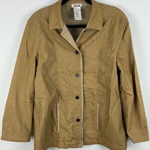 Conviction Sport Basic Jacket Size M Beige Long Sleeve Button Up Collared Pocket